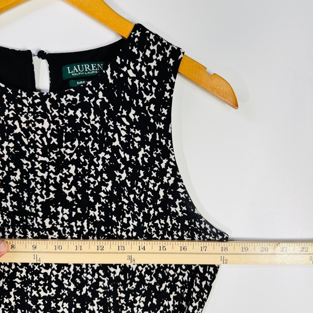 Lauren Ralph Lauren Women's Dress 8 Black White Sleeveless A-Line Elegant - Picture 9 of 10